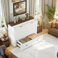 Queen Murphy Bed Frame Integrated Charging Station White