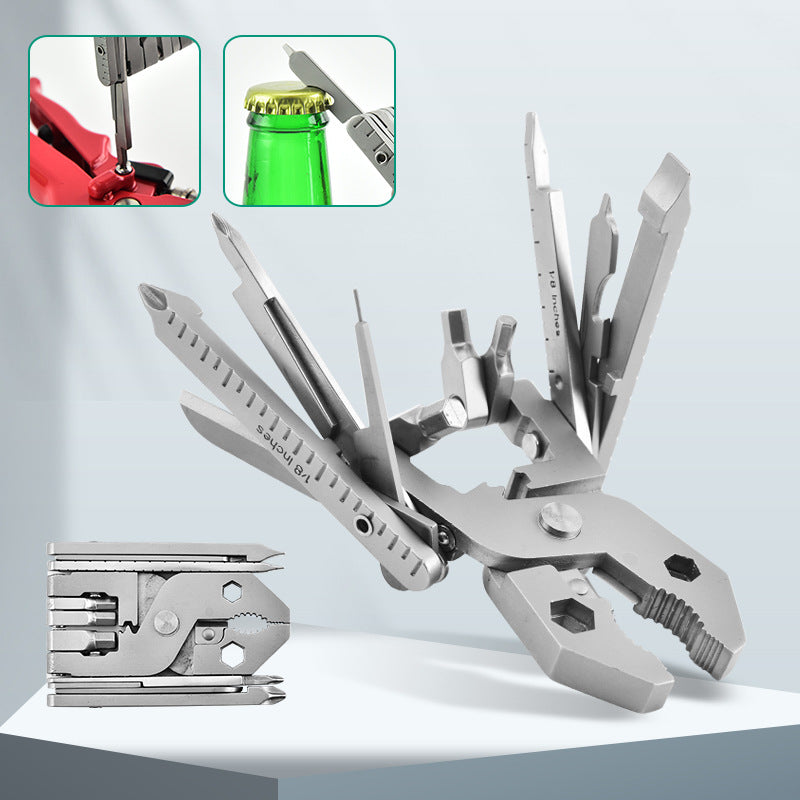 25-in-1 Multitool Clamps and Vises Stainless Steel Pocket Knife with Screwdriver Sleeve with Sheath-Perfect for Outdoor, Survival, Camping, Hiking, Simple Repair