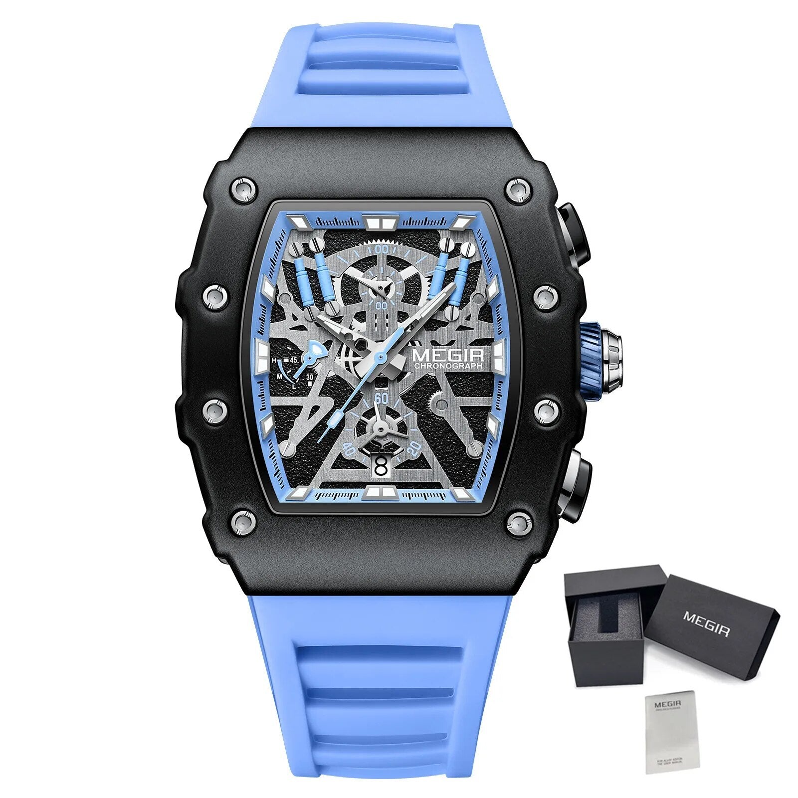MEGIR Luxury Outdoor Sport Wristwatch for Men Silicone Waterproof Watches Quartz Military Watch Male Clock Chronograph 2218
