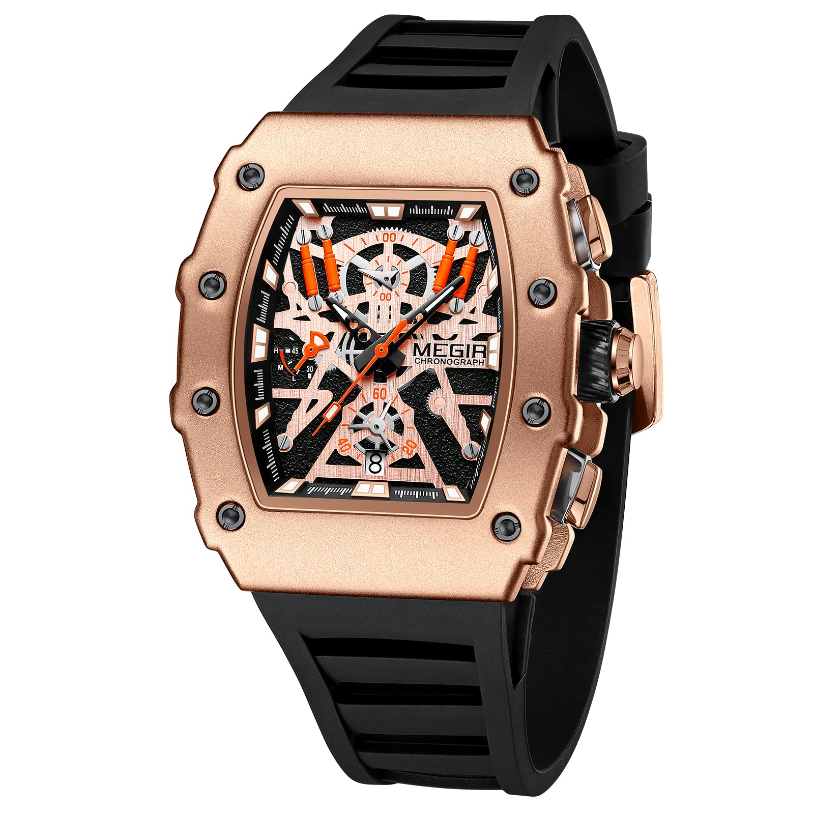 MEGIR Luxury Outdoor Sport Wristwatch for Men Silicone Waterproof Watches Quartz Military Watch Male Clock Chronograph 2218