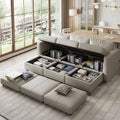 Faux Leather Modular Sectional Sleeper Sofa Storage
