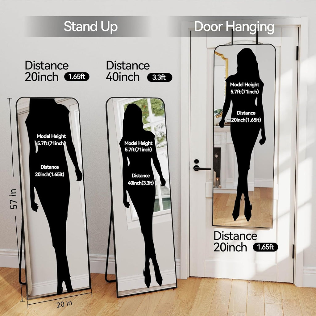 57x20 Inch FullLength Mirror Black Door Premium Edition