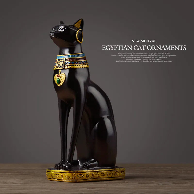 Timeless Egyptian Cat Resin Figurine: Vintage Home Decor Accent and Unique Gift