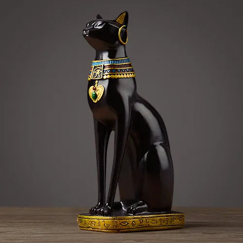 Timeless Egyptian Cat Resin Figurine: Vintage Home Decor Accent and Unique Gift