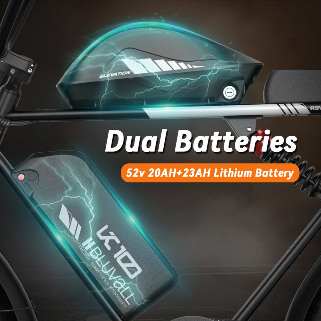 US Delivery 2000W Electric Bike Dual Motor 52V 46AH Battery 35MPH 20" Fat Tire Ebike 160-Mile Range for Adult Commute & Off-road