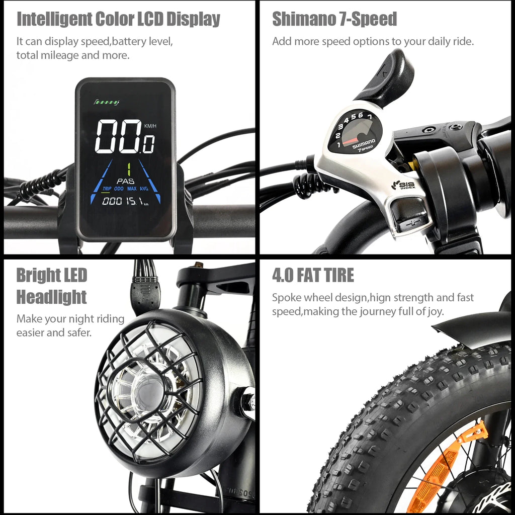 BAOLUJIE DP-2008 Electric bicycle 2000W Motor 48V2 0Ah battery City Commuter Electric Bike 20inch Tire terrain E-bike