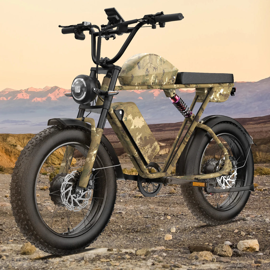 US Delivery 2000W Electric Bike Dual Motor 52V 46AH Battery 35MPH 20" Fat Tire Ebike 160-Mile Range for Adult Commute & Off-road
