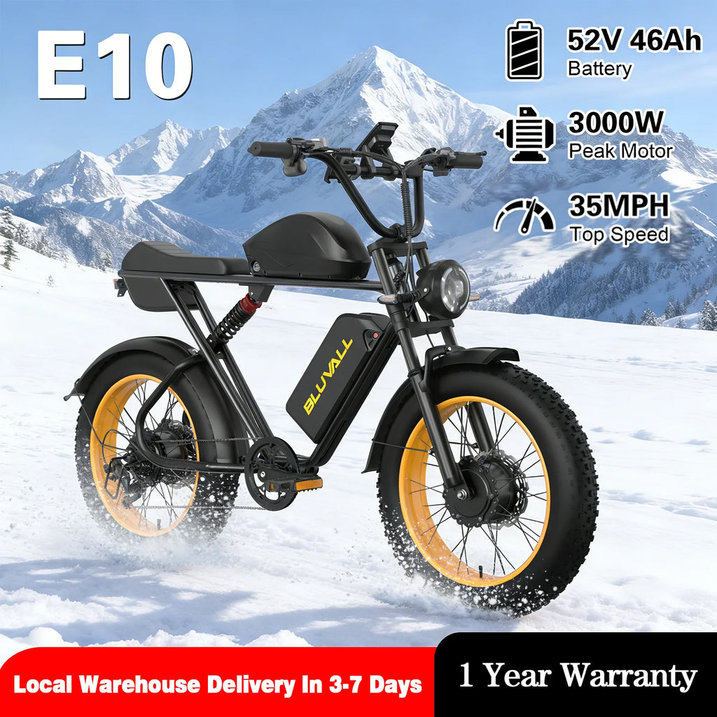 US Delivery 2000W Electric Bike Dual Motor 52V 46AH Battery 35MPH 20" Fat Tire Ebike 160-Mile Range for Adult Commute & Off-road