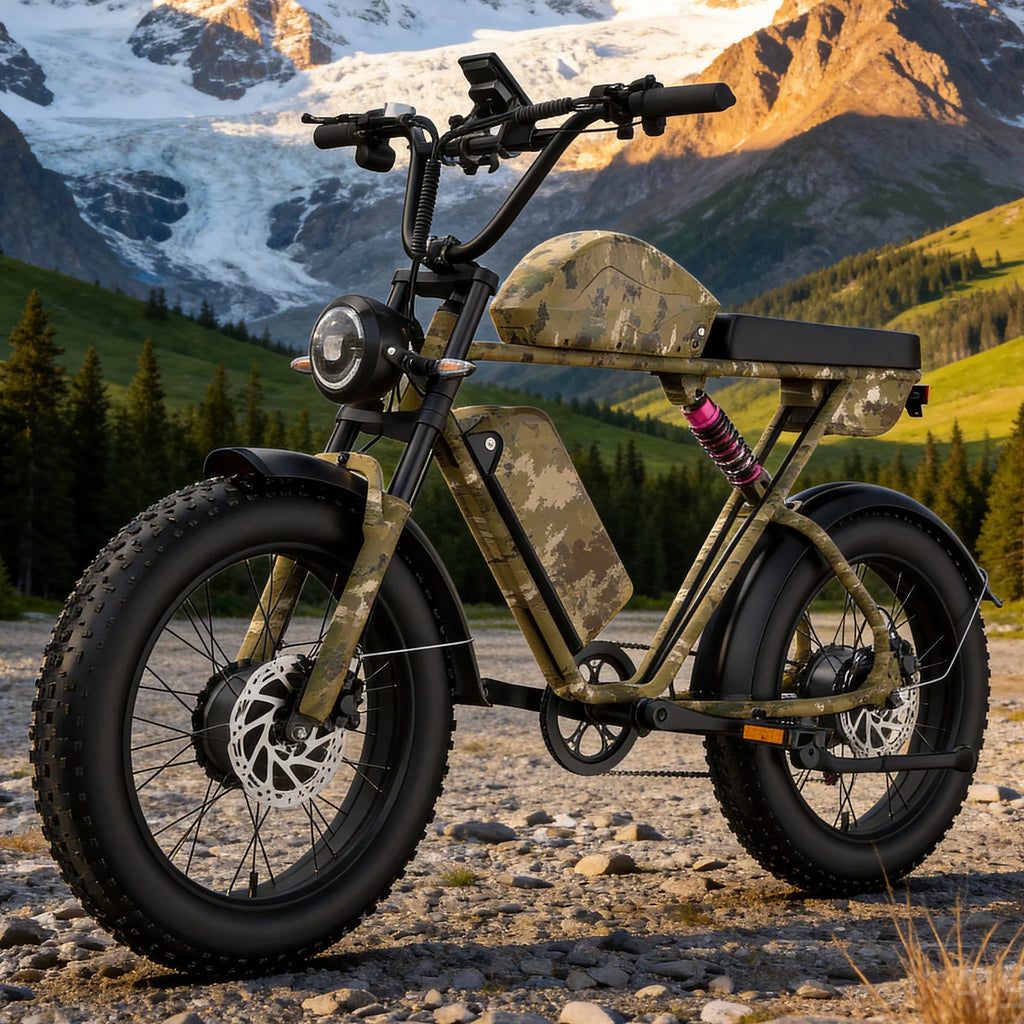 US Delivery 2000W Electric Bike Dual Motor 52V 46AH Battery 35MPH 20" Fat Tire Ebike 160-Mile Range for Adult Commute & Off-road
