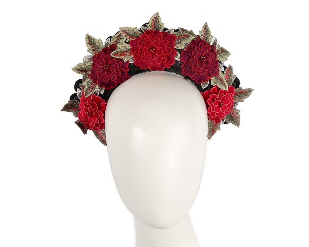 Exclusive large red flowers crown headband by BELIEVERA