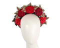 Exclusive large red flowers crown headband by BELIEVERA