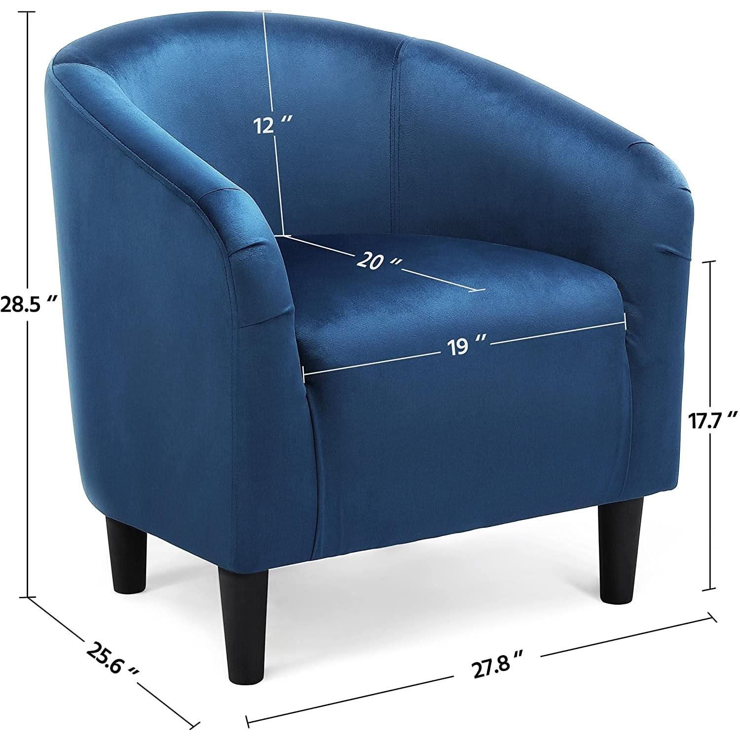 Pagoda Blue Velvet Club Chair With Curved Armrests
