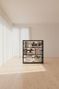 Three Shelf Black Powder Coated Steel Bookcase Anti Tip